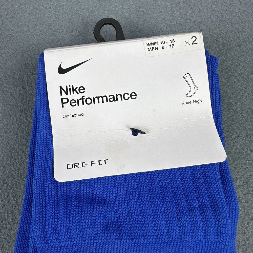 Nike Performance Dri-FIT Knee High Cushioned Socks 2 Pair Blue Unisex NWT